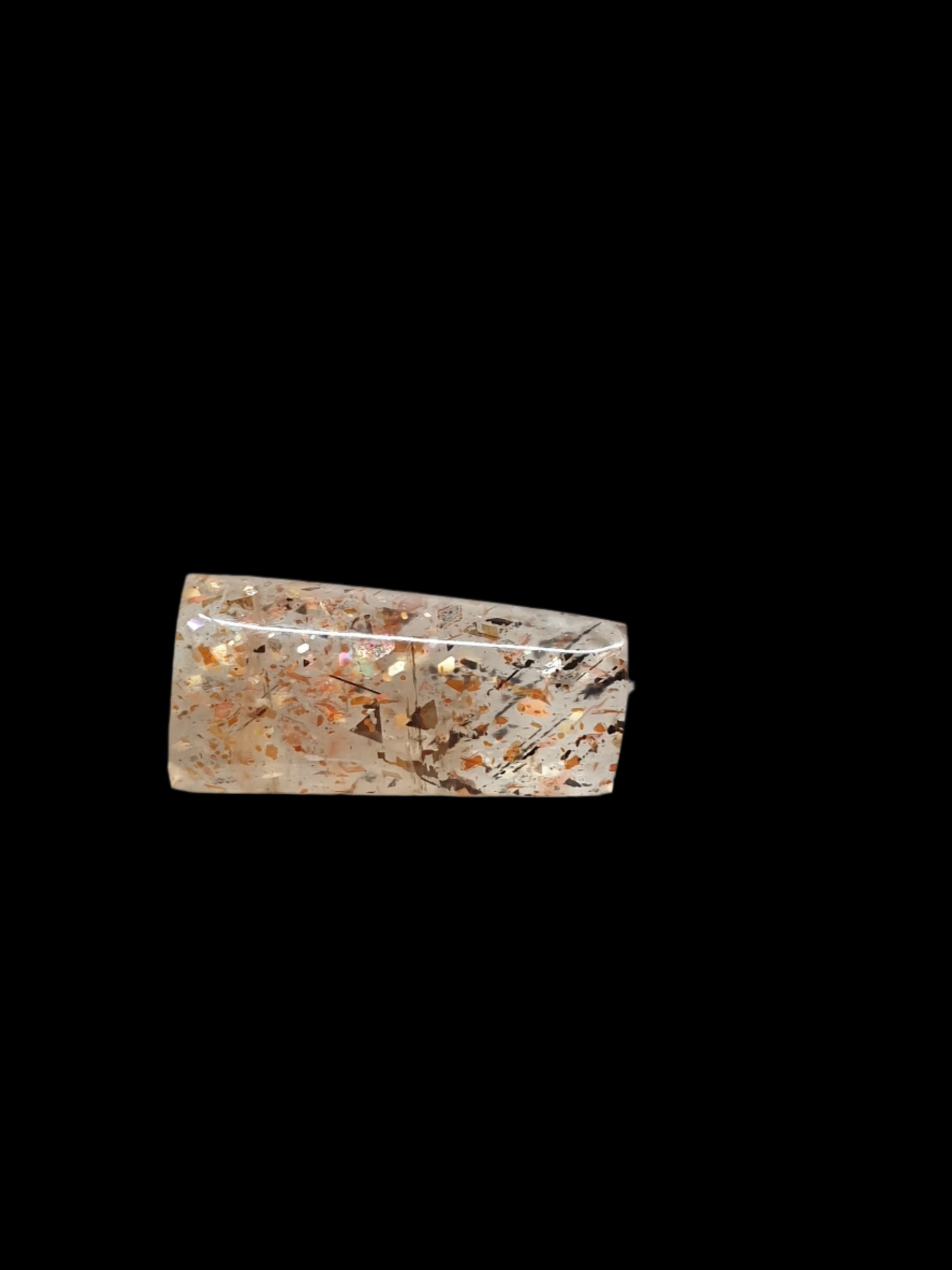 Rainbow lattice sunstone cabochon (stabilised) - Brighton Gemstones