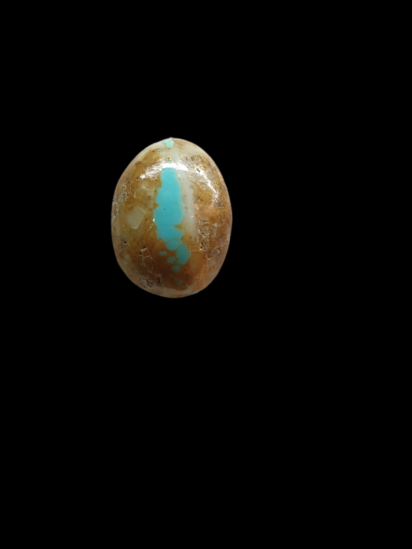 9.6ct Kingman ribbon turquoise freeform cabochon Backed - Brighton Gemstones
