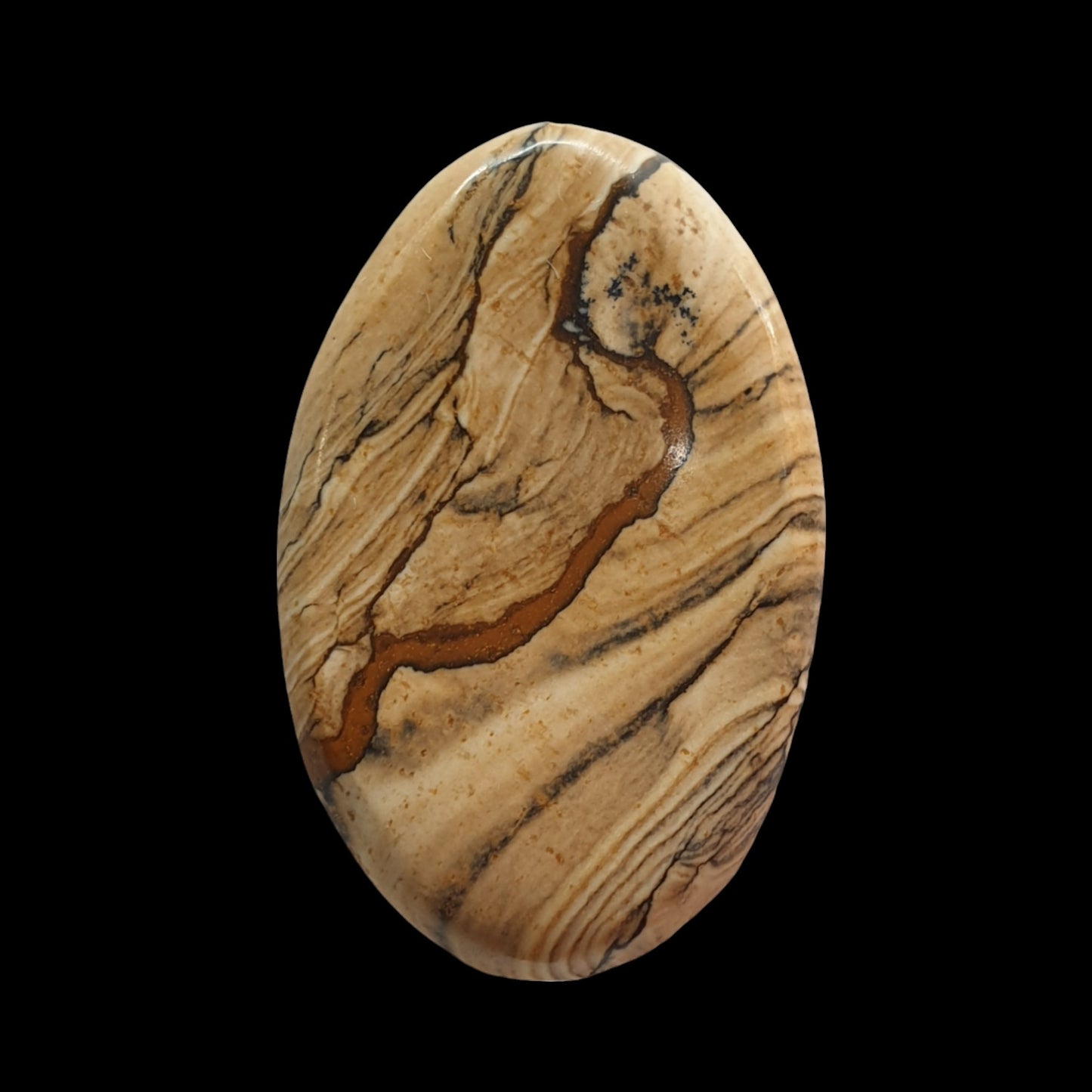 18.5ct Biggs Picture Jasper cabochon - Brighton Gemstones