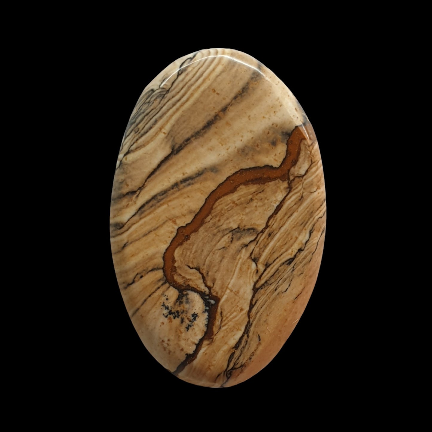 18.5ct Biggs Picture Jasper cabochon - Brighton Gemstones
