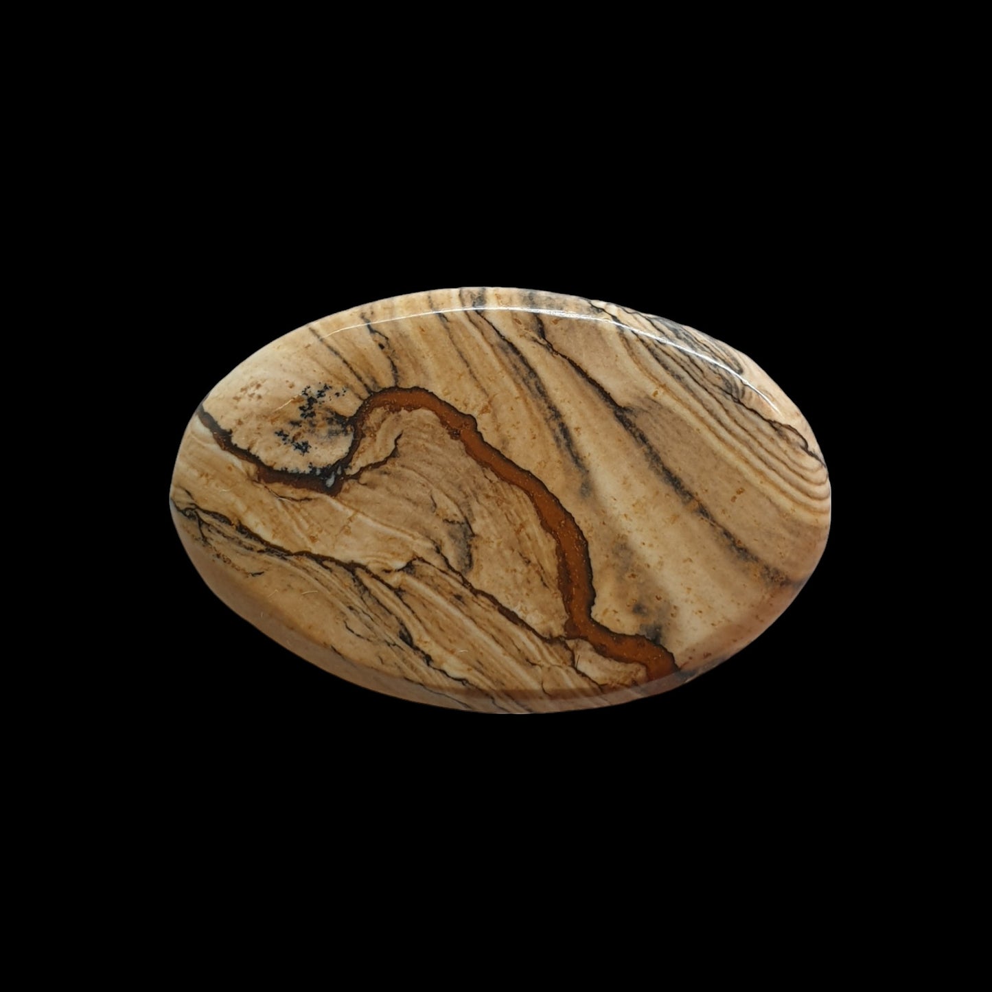 18.5ct Biggs Picture Jasper cabochon - Brighton Gemstones