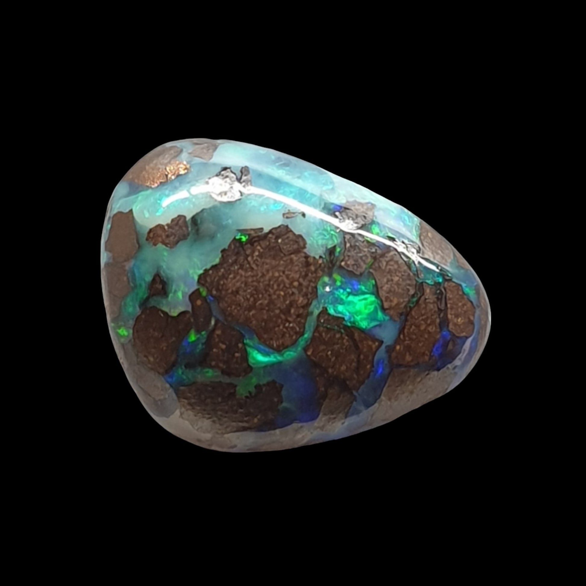 4ct Australian boulder opal matrix cabochon (Opalton) - Brighton Gemstones