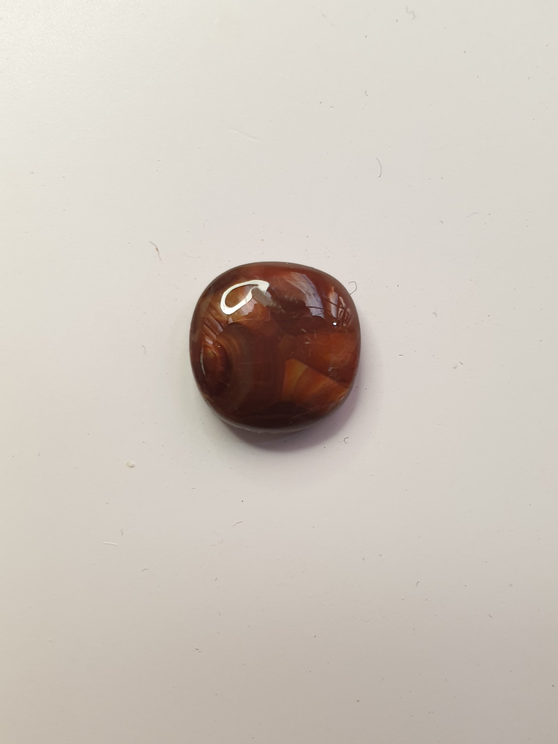 4.6ct Deer Creek fire agate cabochon - Brighton Gemstones