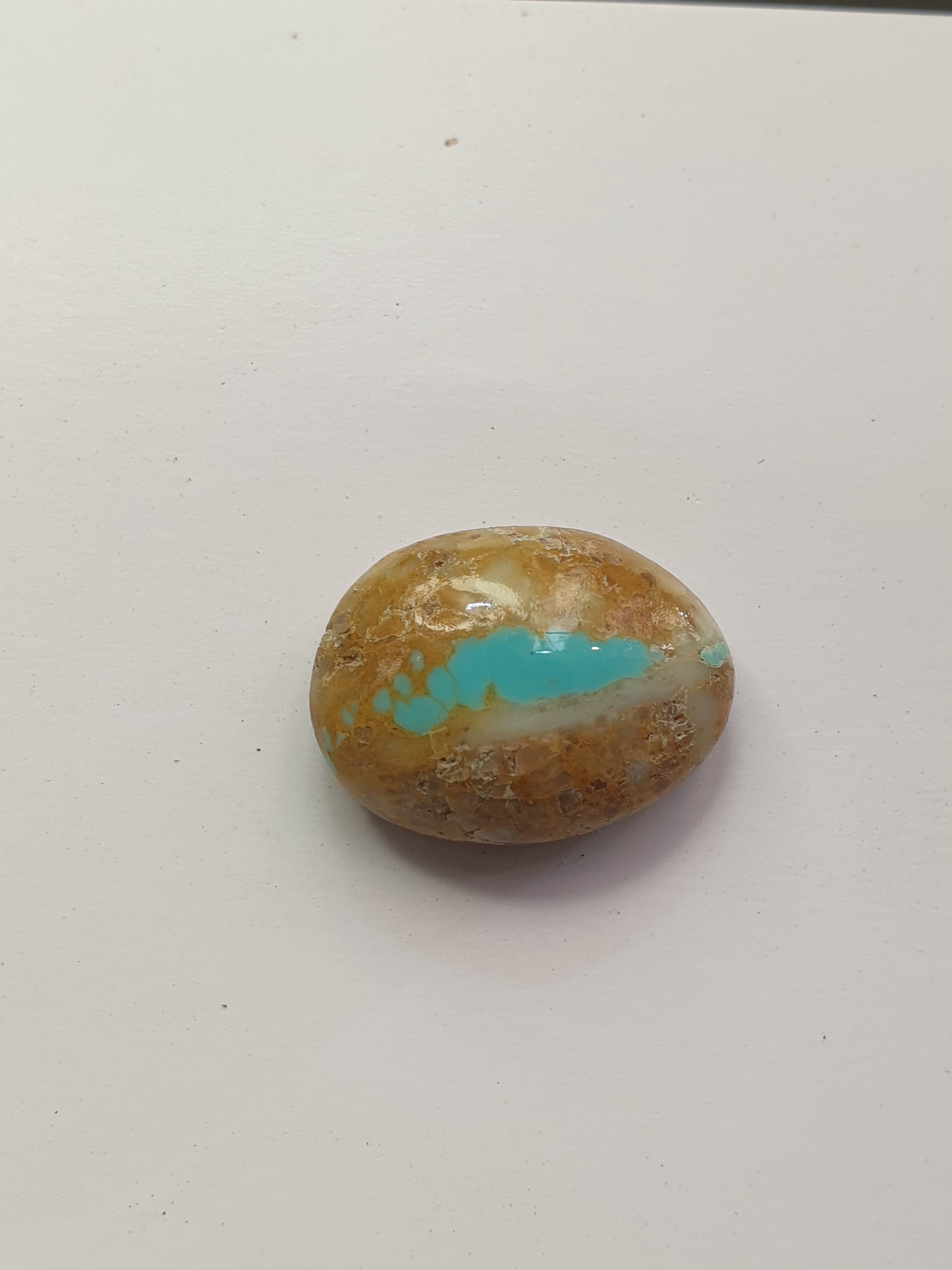 9.6ct Kingman ribbon  turquoise freeform cabochon Backed