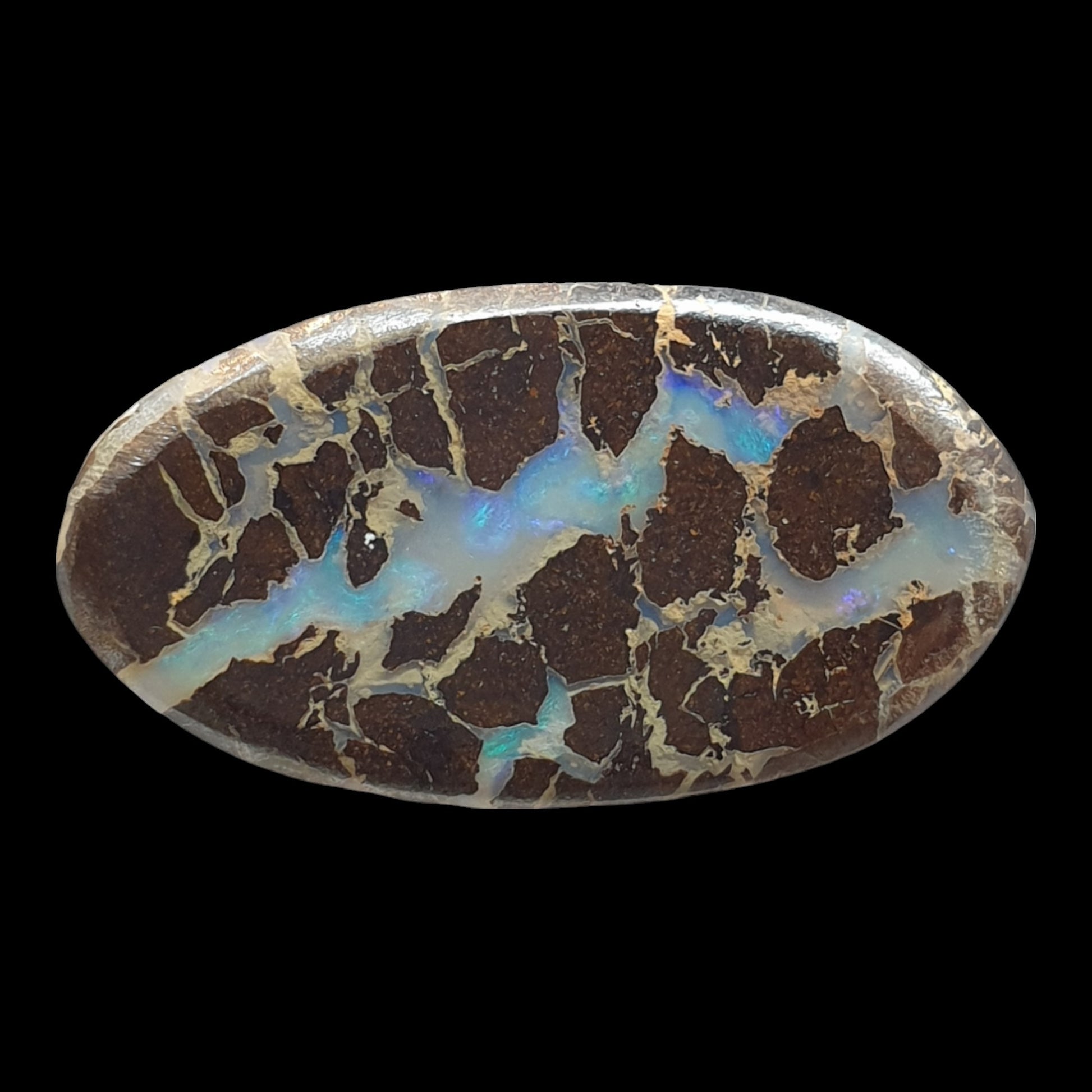 7 ct Australian boulder opal matrix cabochon (Opalton) - Brighton Gemstones